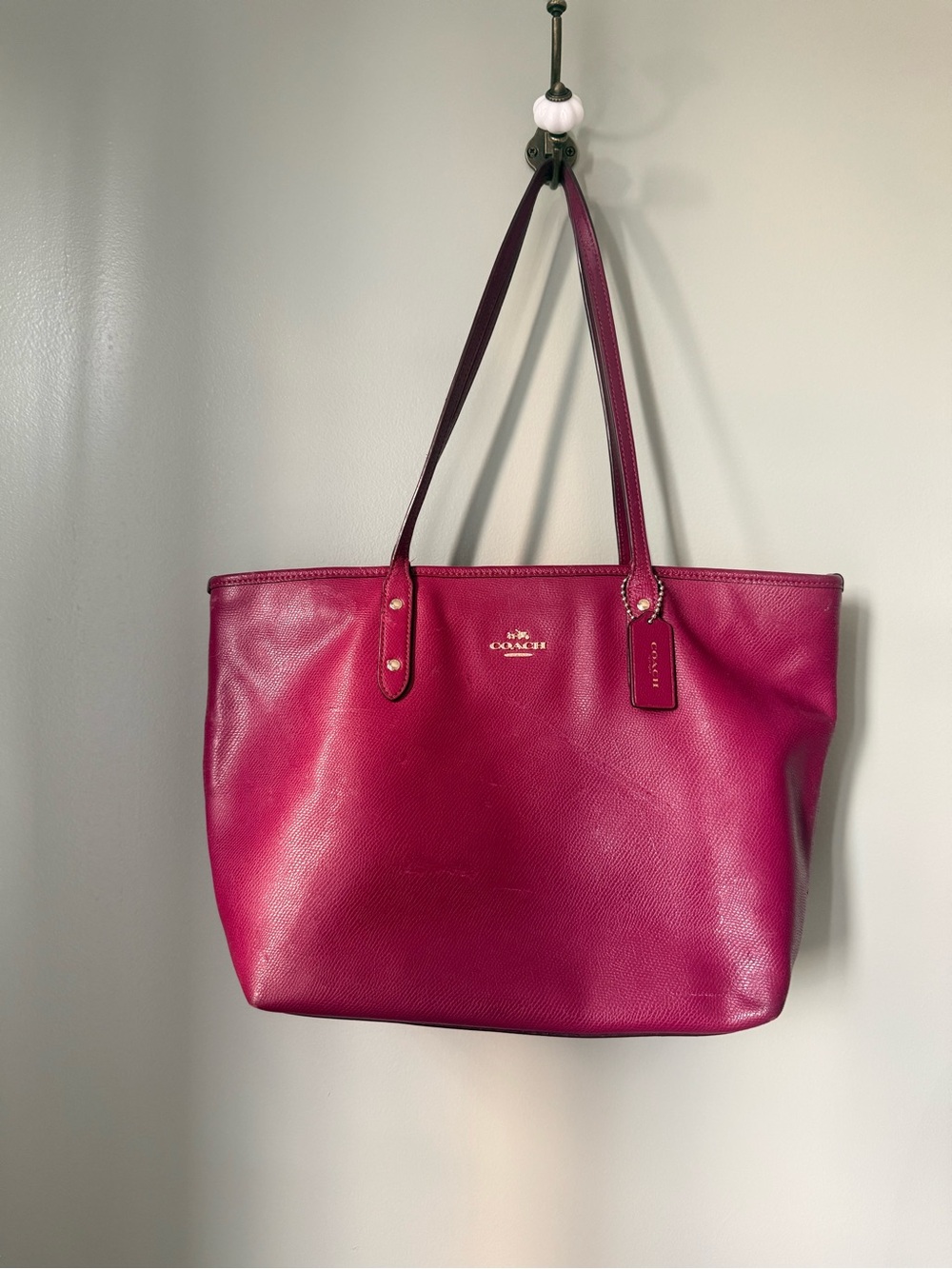 Coach Pink Leather Tote Bag